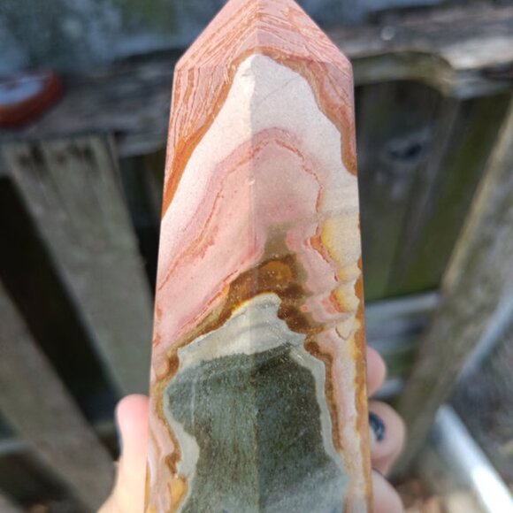 Pink Polychrome Jasper Stone Tower, Dessert Jasper Rock Polished specimen Crysta - Picture 7 of 7